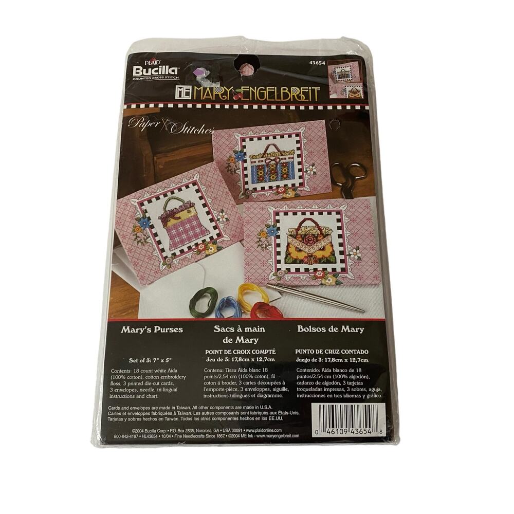 Bucilla Mary's Purses Counted Cross Stitch #43654 Mary Engelbreit OPEN COMPLETE